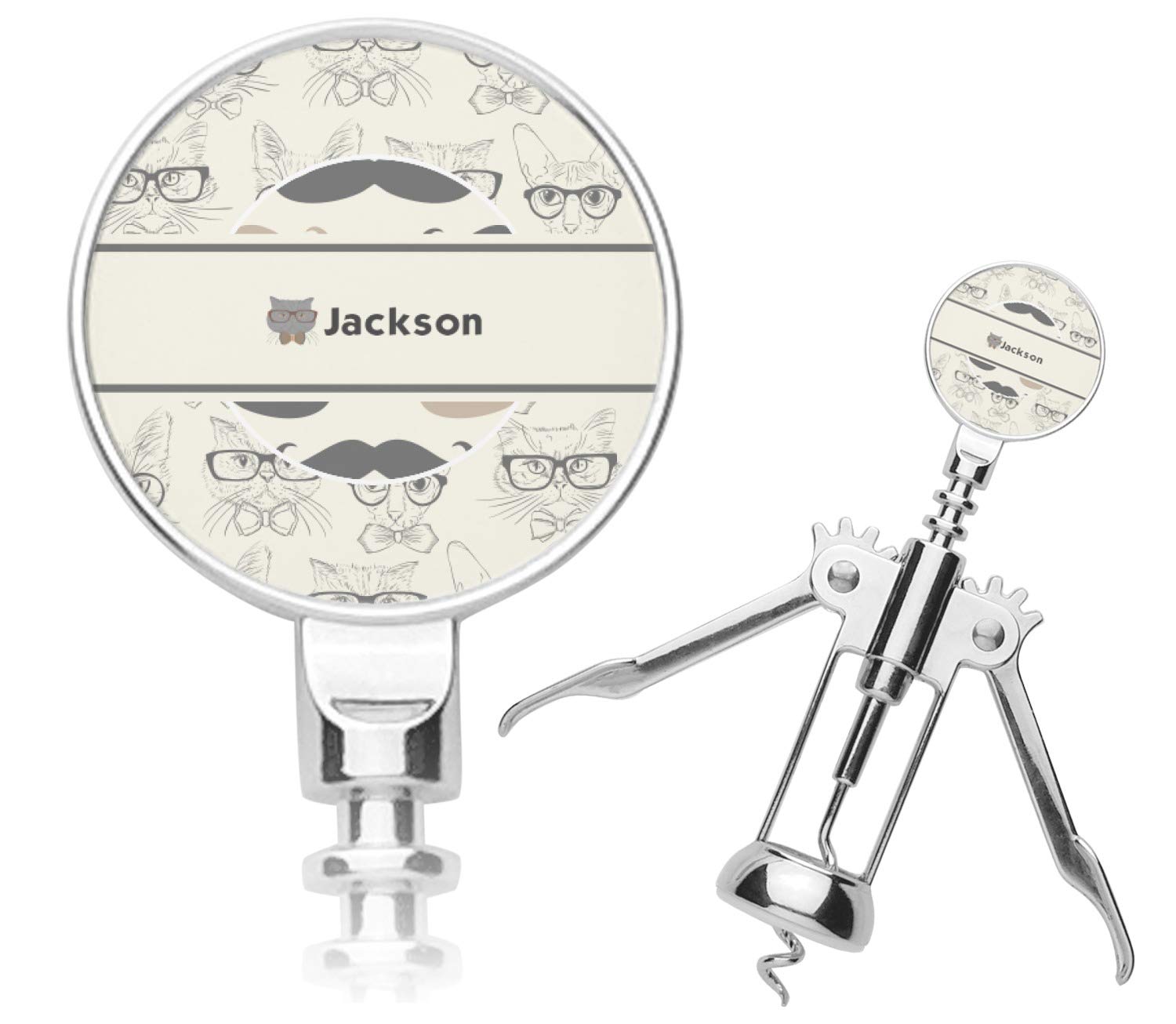 Personalized Hipster Cats & Mustache Corkscrew