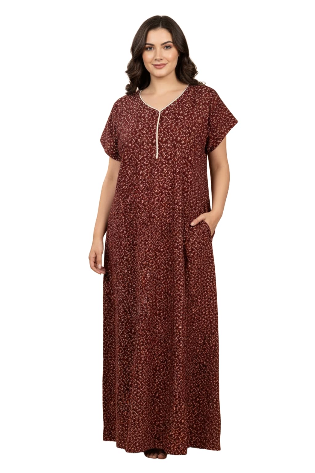 Bahumaan Pure Cotton Nighty for Woman | Maxi Nighty for Women Cotton | Night Gown for Women with Pocket, Ideal for Loungewear
