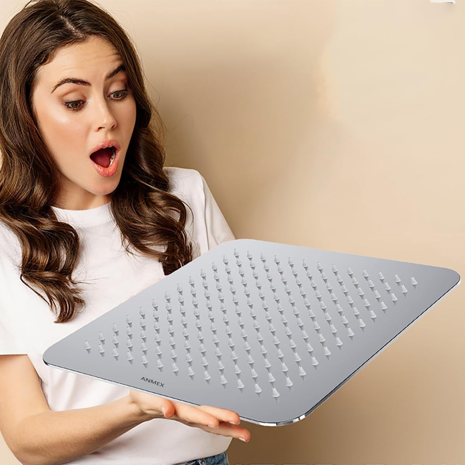 Mirror Stainless Steel 304 Square UltraSlim High Pressure Rainfall Shower Head for bathroom Without Arm (8X8 (8"))