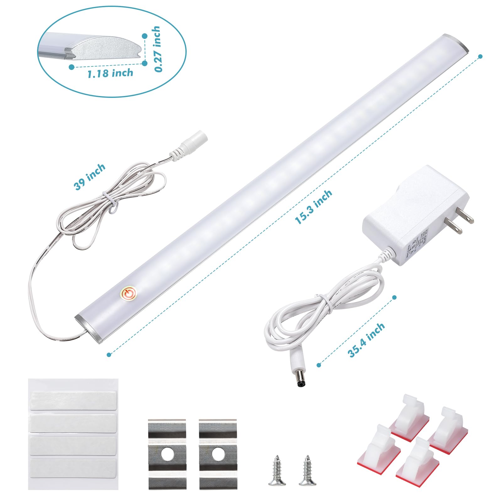 JUSJUBR Illuminazione a LED per sottolavello, luci regolabili, bianco freddo, 6000 K