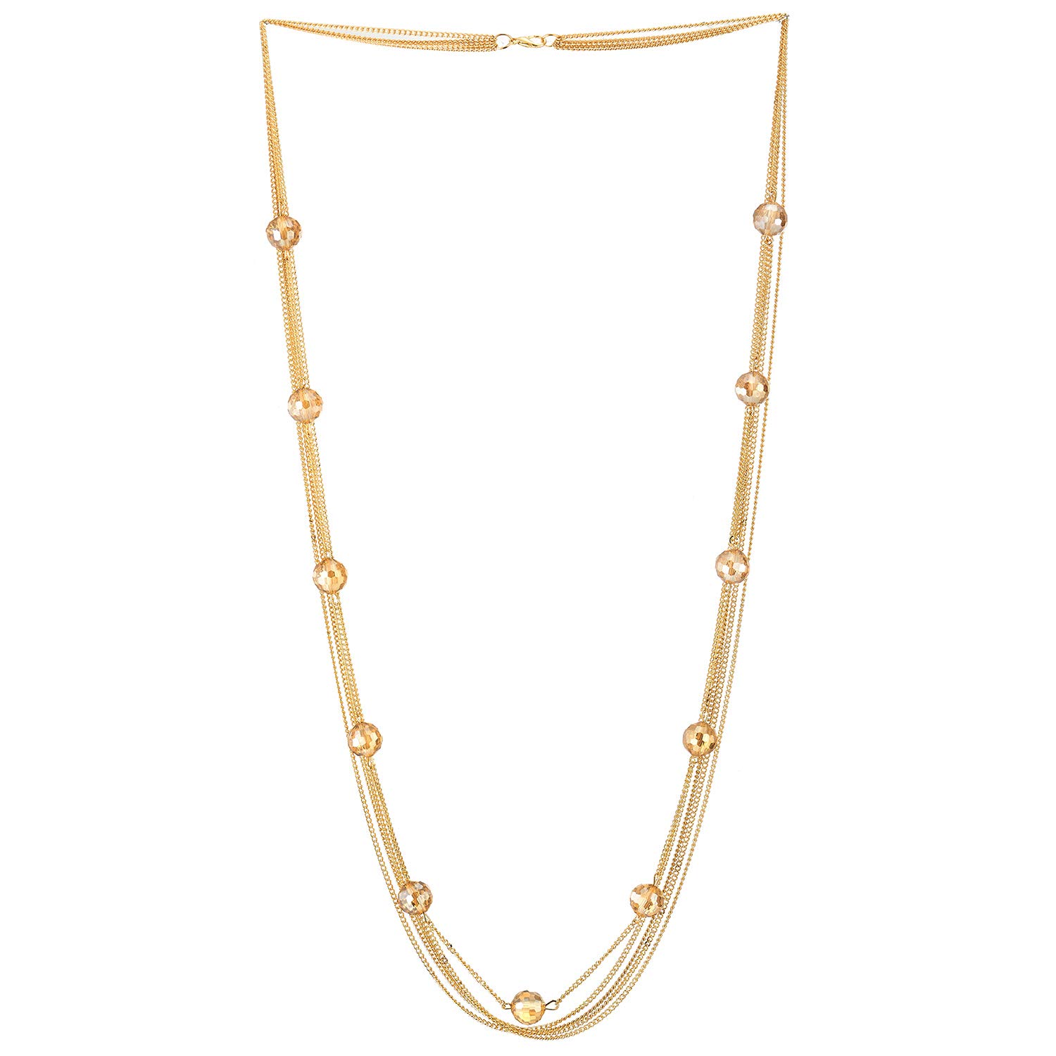 COOLSTEELANDBEYOND Statement ColLar Multi-Hilo Largo Cadena con Facetado Cristal BoLa Colgantes Vestir