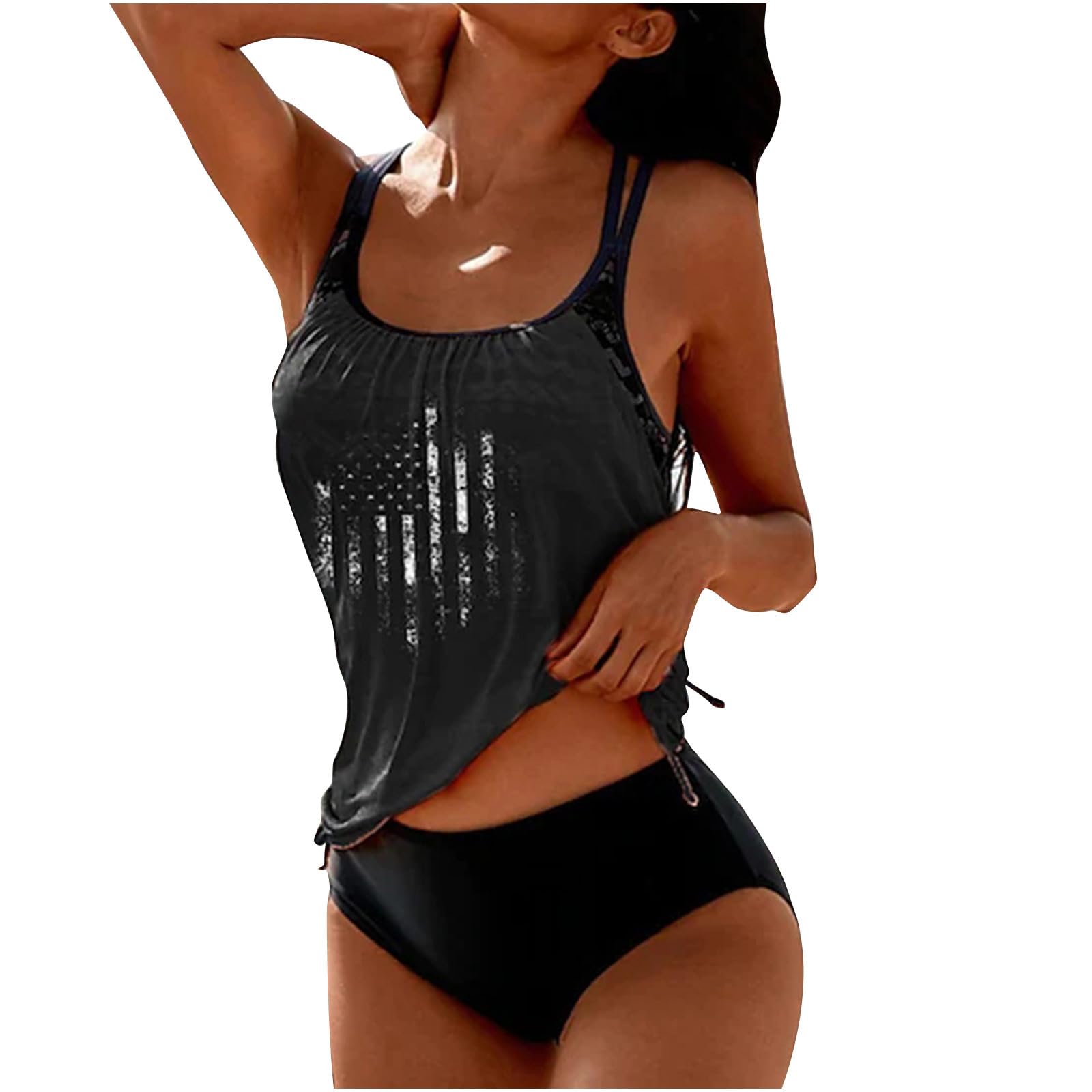 NUSGEAR Tankini Dos Piezas Mujer 2024 Traje de Baño Push Up Bañador Estampados Reductor Barriga Moda Tankini Playa Cintura Alta Deportivo Conjunto de Bikinis Vacaciones Hawaiano