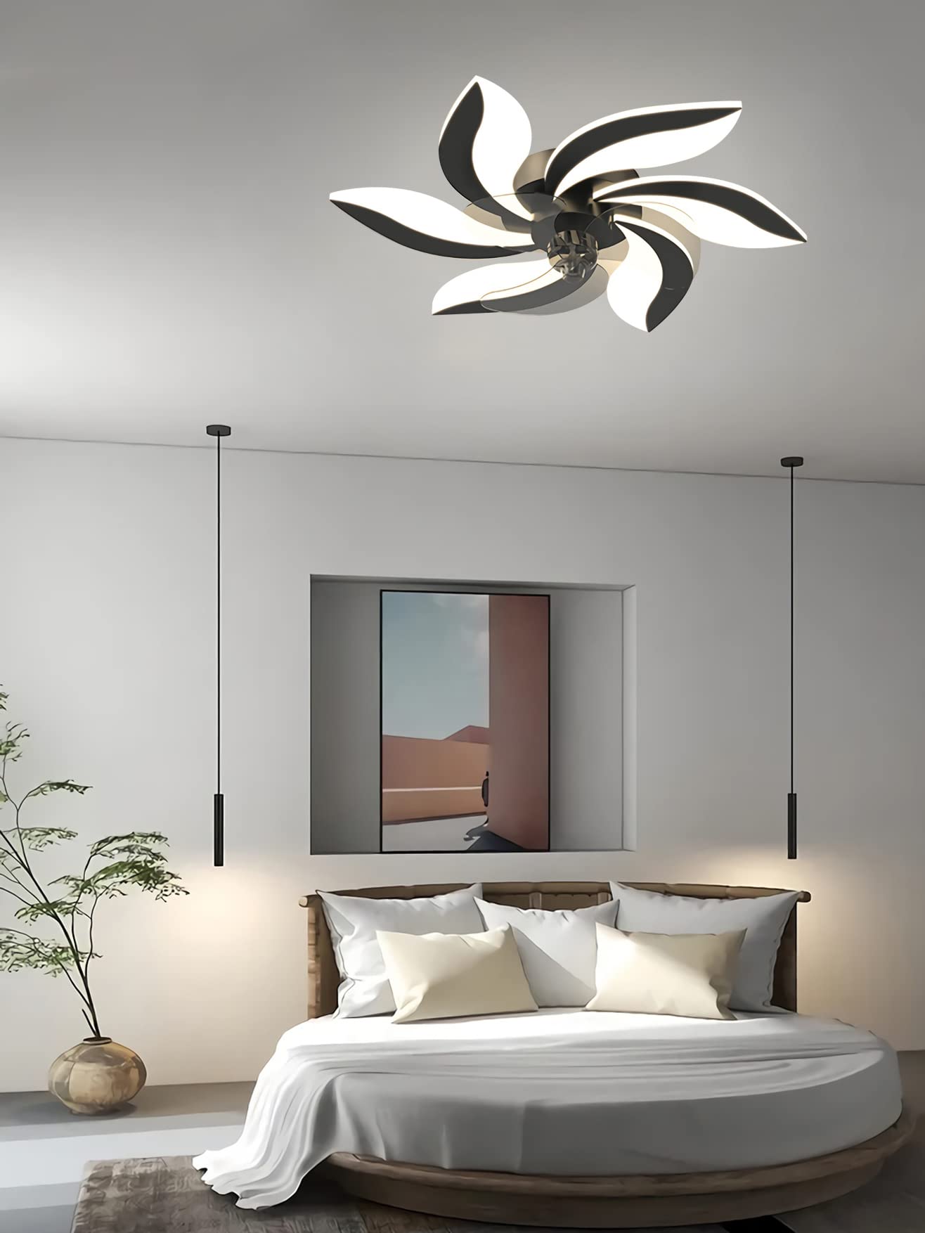 SXDMOUBK Modern LED Ceiling Fan Light - Quiet Dimmable Fan with Adjustable Speed Ideal for Living Room & Dining Room Slish Lighting & Air Culat Solut