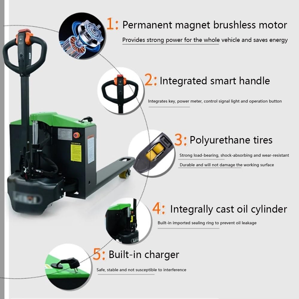 transpallet Transpallet elettrico completo da 3.300 libbre di capacità Forche Transpallet con potenza al litio for la movimentazione di materiali per magazzino industriale(55cm)