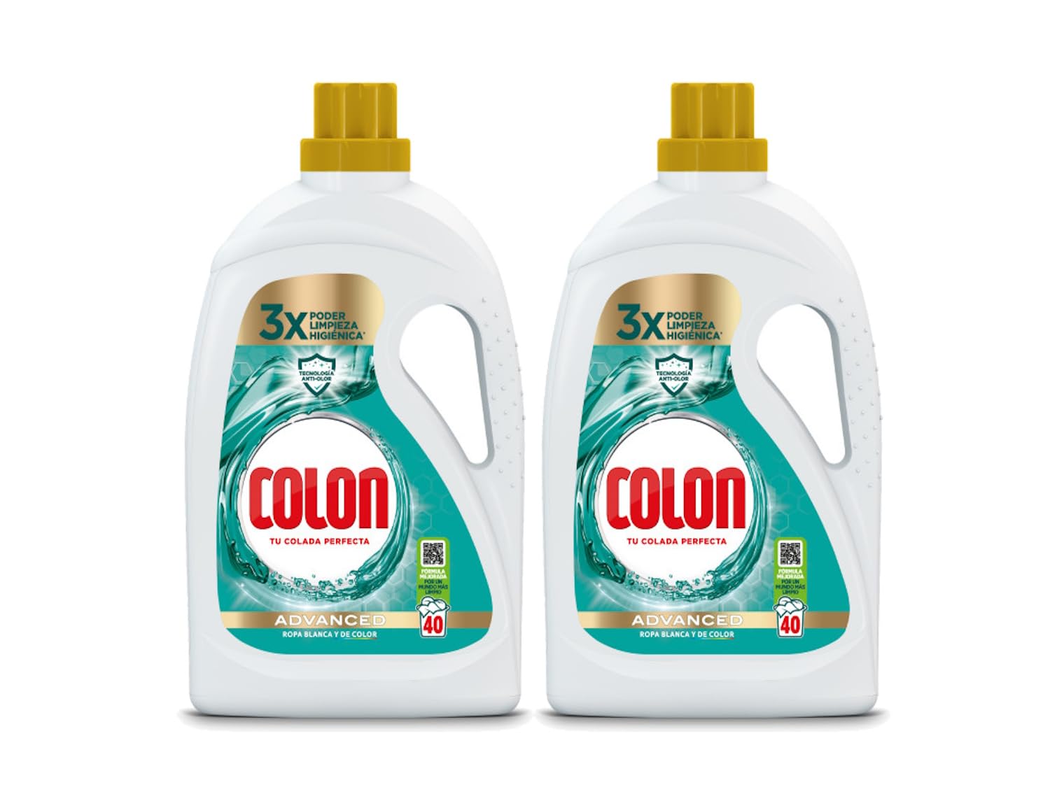 Colon Higiene - Detergente para Lavadora con Activos Higiénicos y Elimina Olores, Adecuado para Ropa Blanca y de Color, Formato Gel, 2 x 40 Dosis A.I.S.E. Charter for Sustainable Cleaning A.I.S.E. Charter for Sustainable Cleaning