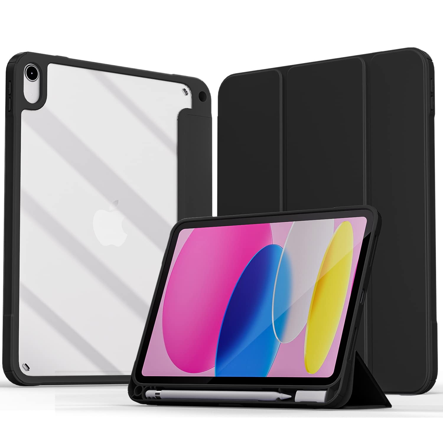 MOCA iPad 10th Generation Case 2022, iPad 10.9 Inch Case with Clear Transparent Back and TPU Shockproof Frame Cover [Built-in Pencil Holder,Auto Sleep/Wake] (ipad 10th Gen 10.9 2022, Black) (B0BNN9FJCB) Amazon Price History, Amazon Price Tracker