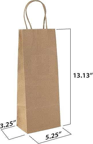 Miniatura 2 de MT Products - Bolsa de papel kraft para vino con asas prácticas, tamaño 5 14 x 3 14 x 13 18 pulgadas (12 unidades)