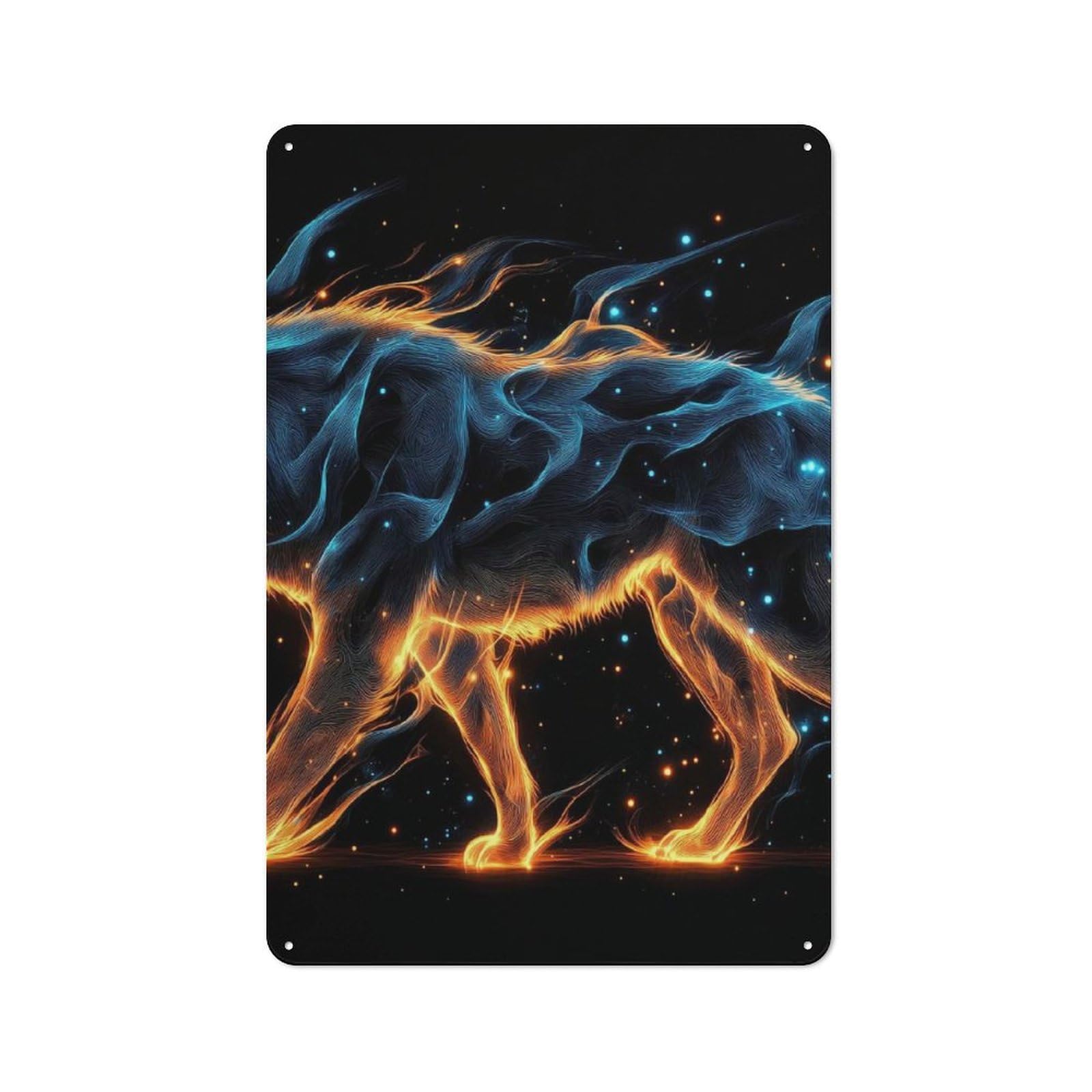 Fiery Wolf Retro Metal Plaque 30x20cm for Café Or Home Bar, with Clear Retro Wall Decor Character