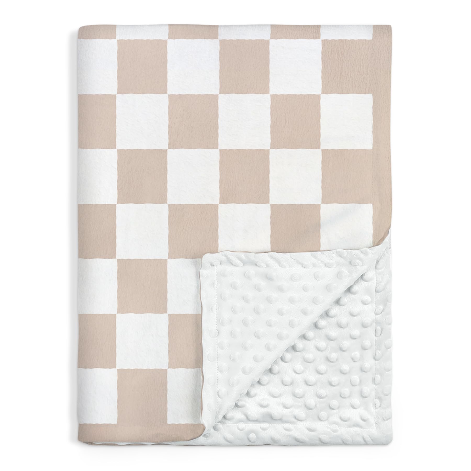 Checkered Minky Baby Blanket 30 x 40 Inches for Boys Girls, Soft Plush Receiving Blanket with Dotted Back, Gift for Toddler Newborn Infant Christmas Birthday Baby Shower