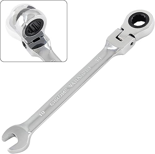 Llave de trinquete de cabeza flexible de 0.394 in y 12 puntos, llave de trinquete métrica con 72 dientes y movimiento de 5 para espacio reducido, 1