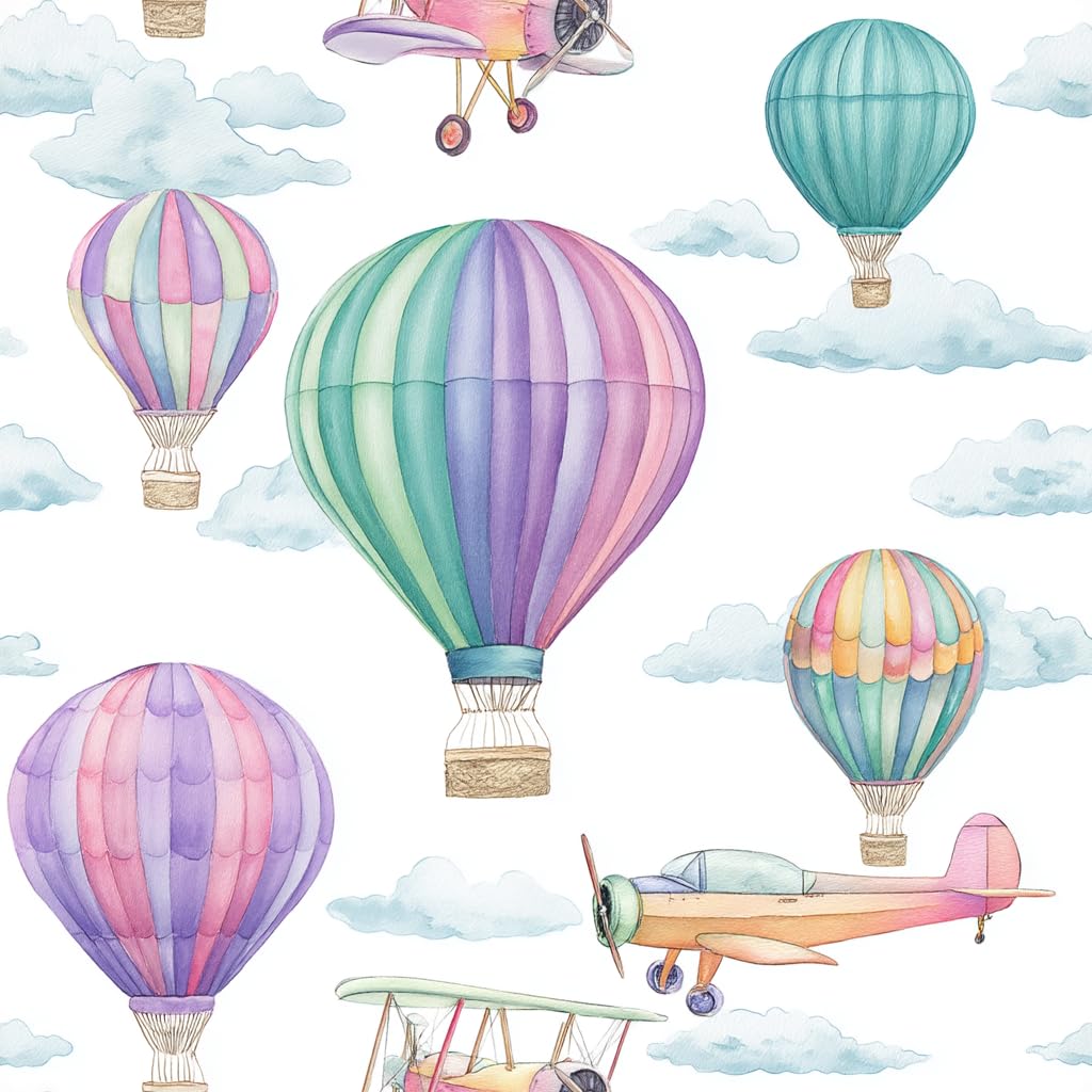 Photo 1 of Stickorama Watercolor Air Balloon Airplane Wallpaper