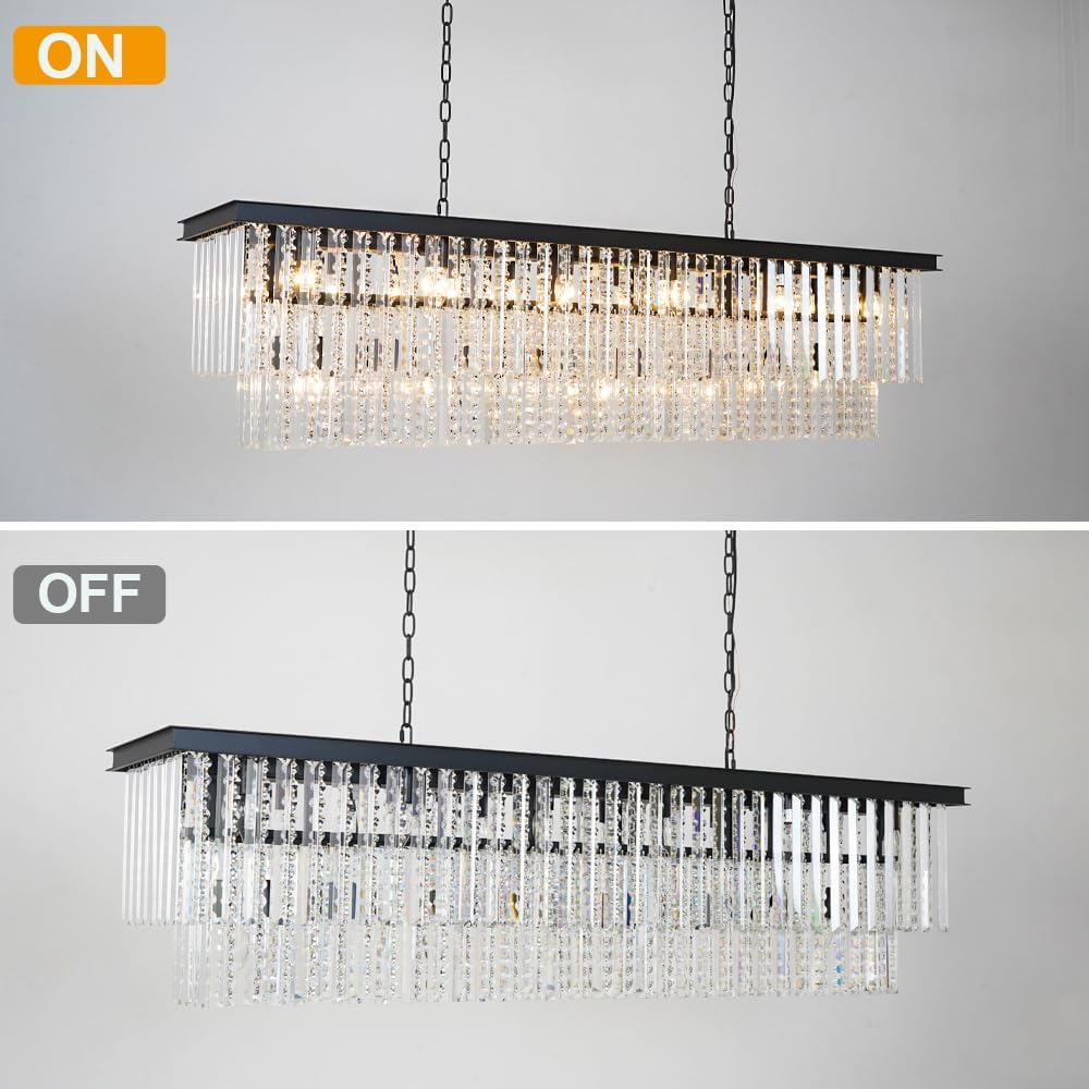 Large Rectangular Dining Room Chandelier for Extra-Long Tables, 55'' Linear Light Fixture with 21 Lights, Not for Kitchen Island or Small Dining Rooms