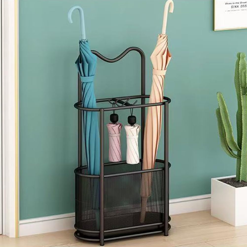 Porte-parapluie en métal porte-canne robuste avec plateau d'égouttement amovible