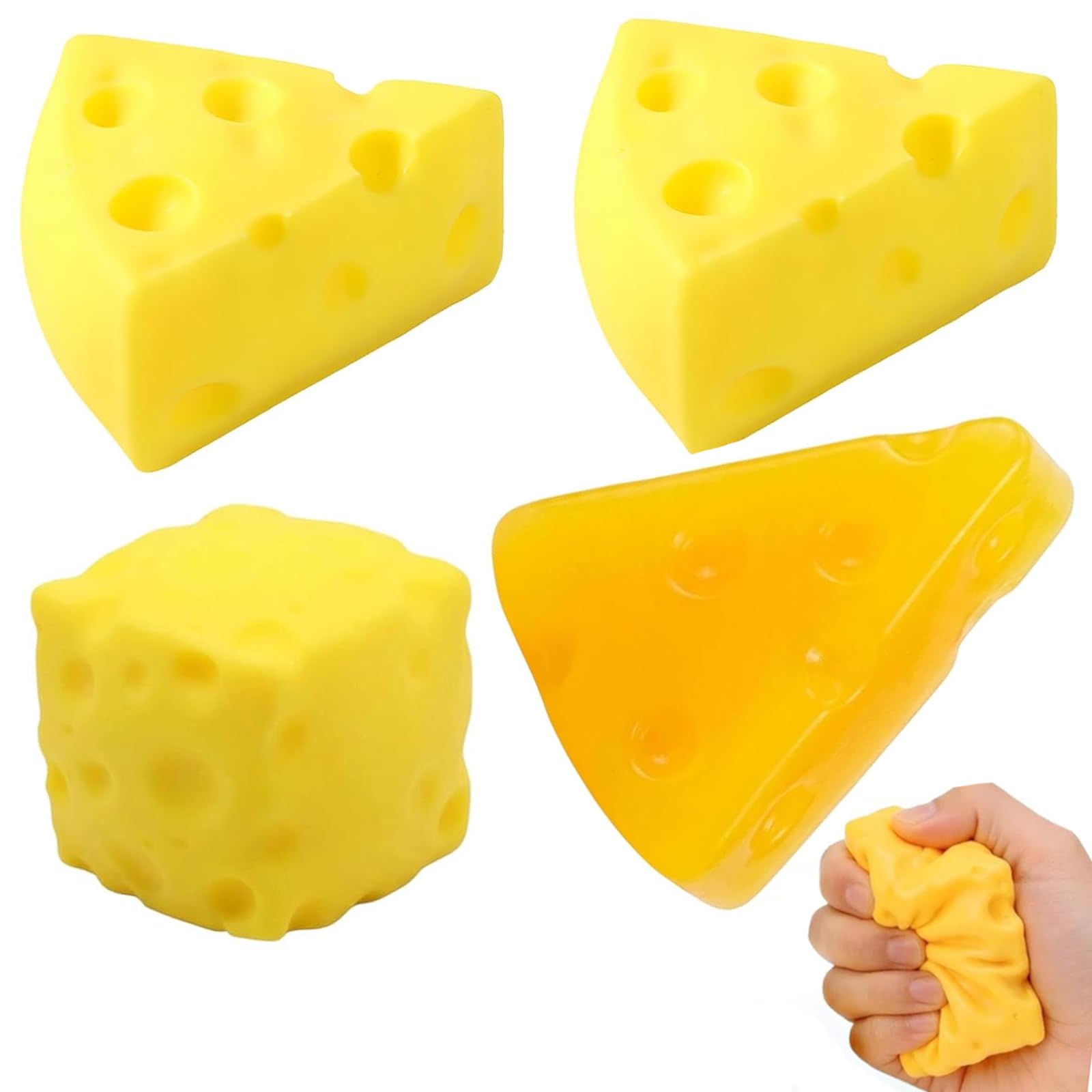 4 PCS Cheese Squishy Desktop Decor, Squishy Cheese Desktop Decor and Display Piece, With Soft Texture, Perfect for Seeking to Personalise Their Environment with Unique Decorative Touches
