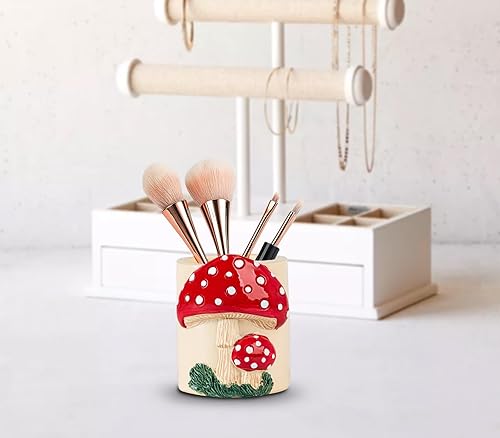 Miniatura 6 de Portalápices y organizador de bolígrafos de resina de hongos, bonitos soportes para lápices de escritorio con múltiples compartimentos