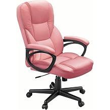 Furmax Office Executive Chair High Back Adjustable Managerial Home Desk Chair, Swivel Computer PU Leather Chair with Lumbar Support 1, Pink