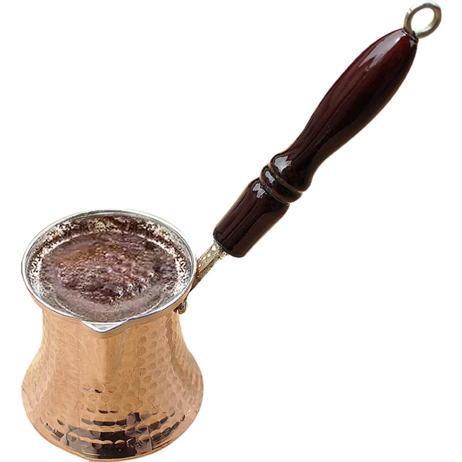 Turecki dzbanek do kawy, zaparzacz do kawy z młotkowaną miedzią, styl vintage, garnek do gotowania mokka, z drewnianym uchwytem, grubość 0,7 mm, do domu, na kemping