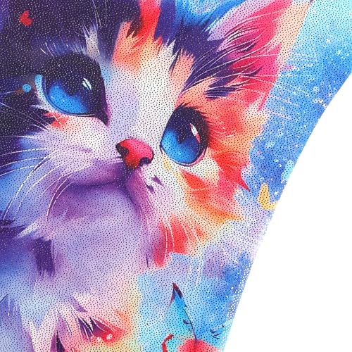 BAOHULU Gymnastics Leotards for Girls Kids Sparkle Tank Biketards with Shorts Dance Outfit, Blue Cat, 8-9 Years — view 4