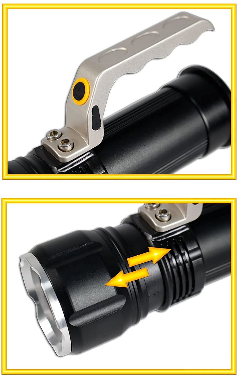 Torcia LED Cree Ricaricabile 12000W - Zoom, Impermeabile E Potentissima Per Campeggio E Emergenza