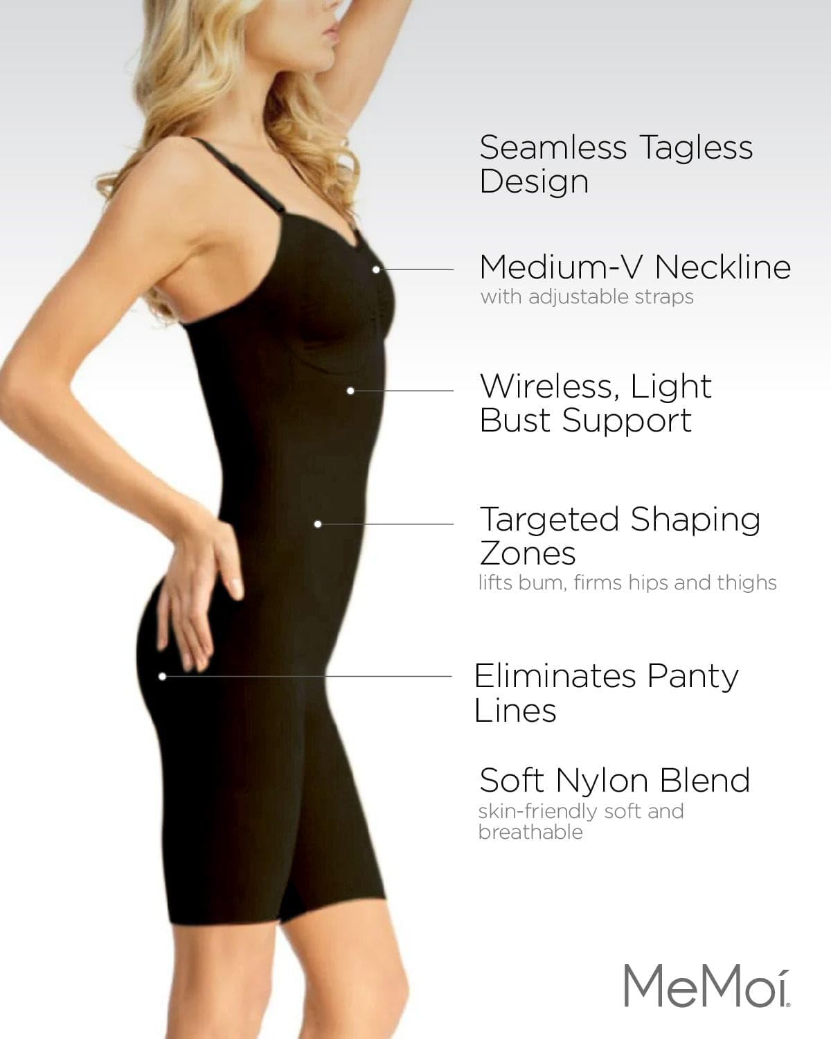 SlimMe Tummy Control Shapewear Bodysuit, Wireless Body Shaper for Women, Tummy Control Bodysuit - Sizes Small to X-Large - Image 3