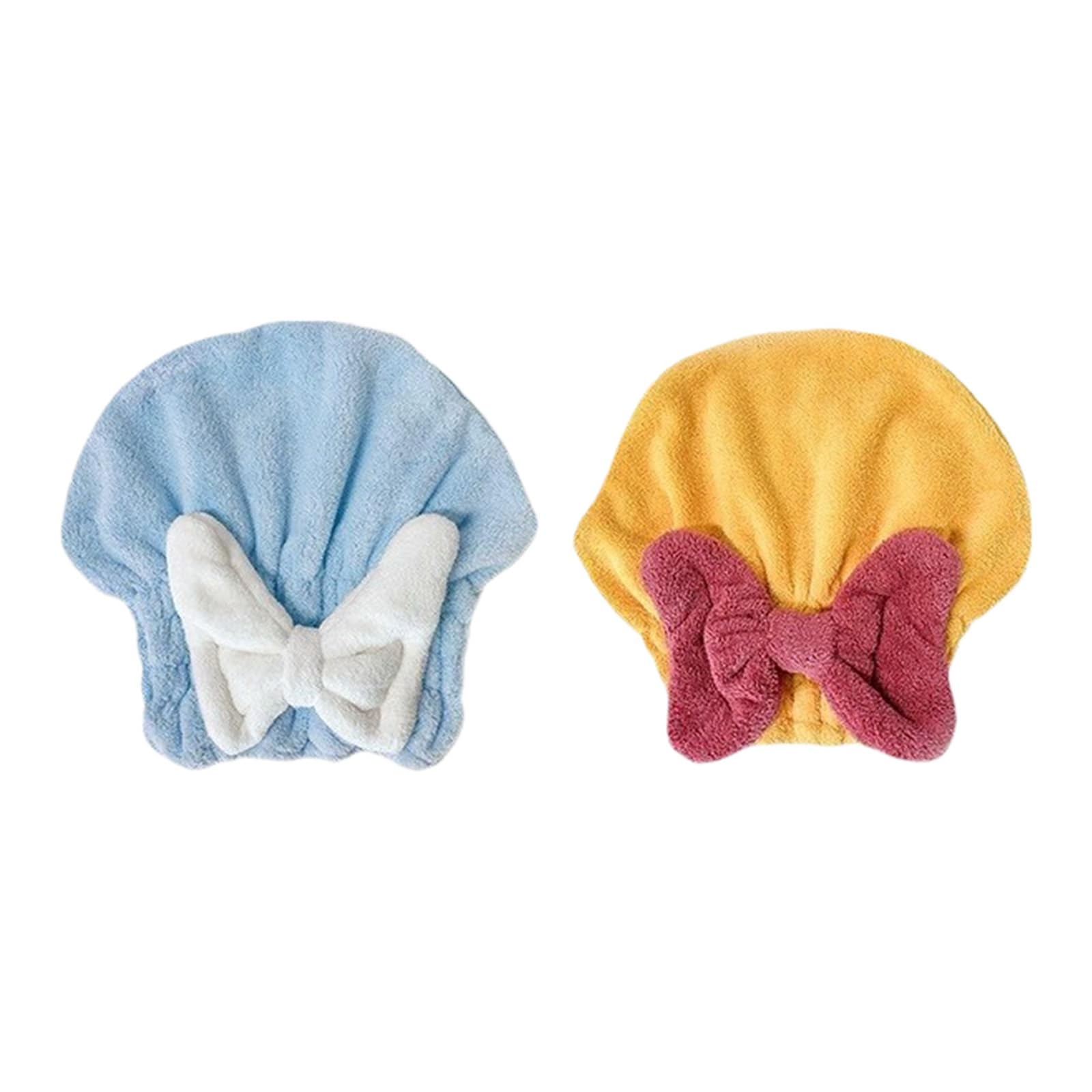 Super Absorbent Microfiber Hair Towel Wrap Soft Coral Fleece Quick Drying Towel for Wet Hair with Bow Tie