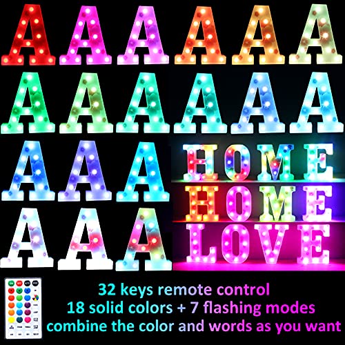 Marquee Light Up Letters Sign,Led Wall Desk Decor For Girls Women With Remote, 18 Colors Pink Flower Letter Lights For Bedroom Birthday Wedding Party Spring Home Decoration-G #TOP1