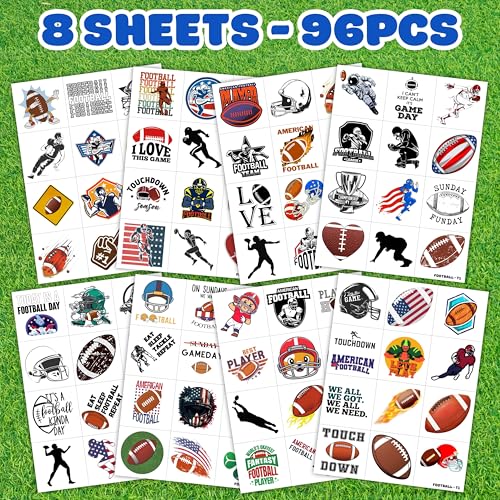 96PCS Football Pre-Cut Temporary Tattoos - Party Favors for Kids, Boys & Girls - American Football Theme, Perfect for Birthday Parties, Classroom Prizes, Cheerleader Gifts & School Events Gift - Image 4