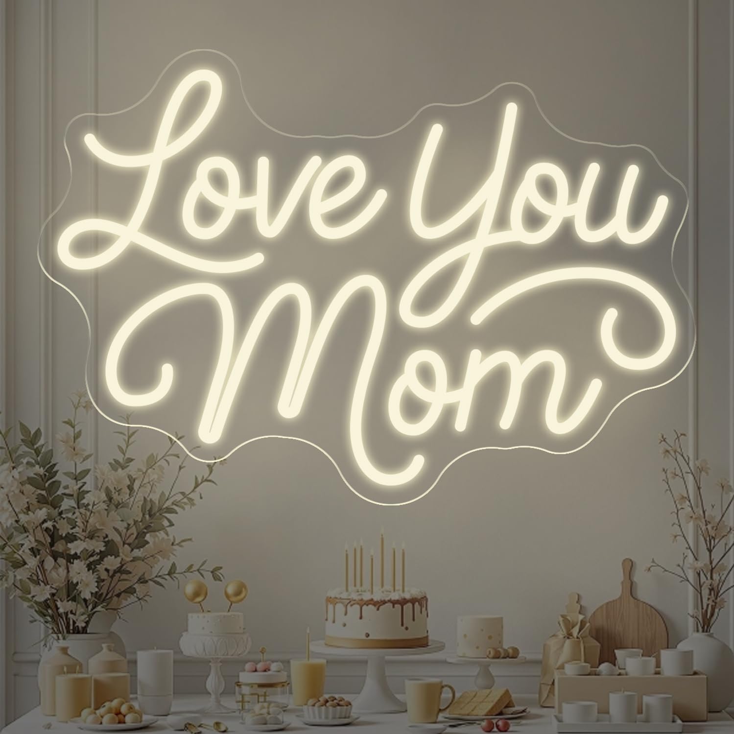 Best Mom Ever Neon Sign, LED Light Up Sign Gift for Mom Mother Wife, Wall Decor Neon Lights for Bedroom Living Room Home Decoration Birthday thoughtful gift for mom, 16.5"x10.9"