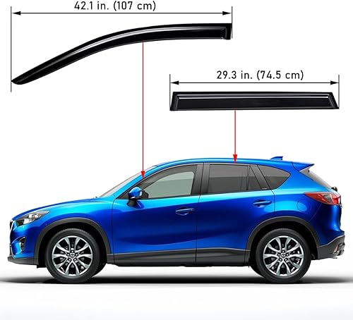 Miniatura 2 de Lightronic WV94364 - Protector de lluvia para ventana lateral de montaje exterior, color humo oscuro, juego de 4 piezas, se adapta a Mazda CX-5