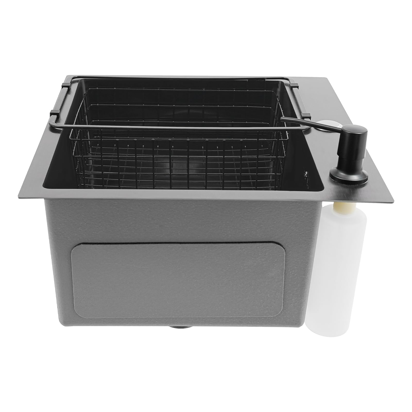 Juego de fregadero de cocina de acero inoxidable, 45 × 40 × 20 cm, juego de fregadero con kit de drenaje, dispensador de jabón y cesta de desagüe