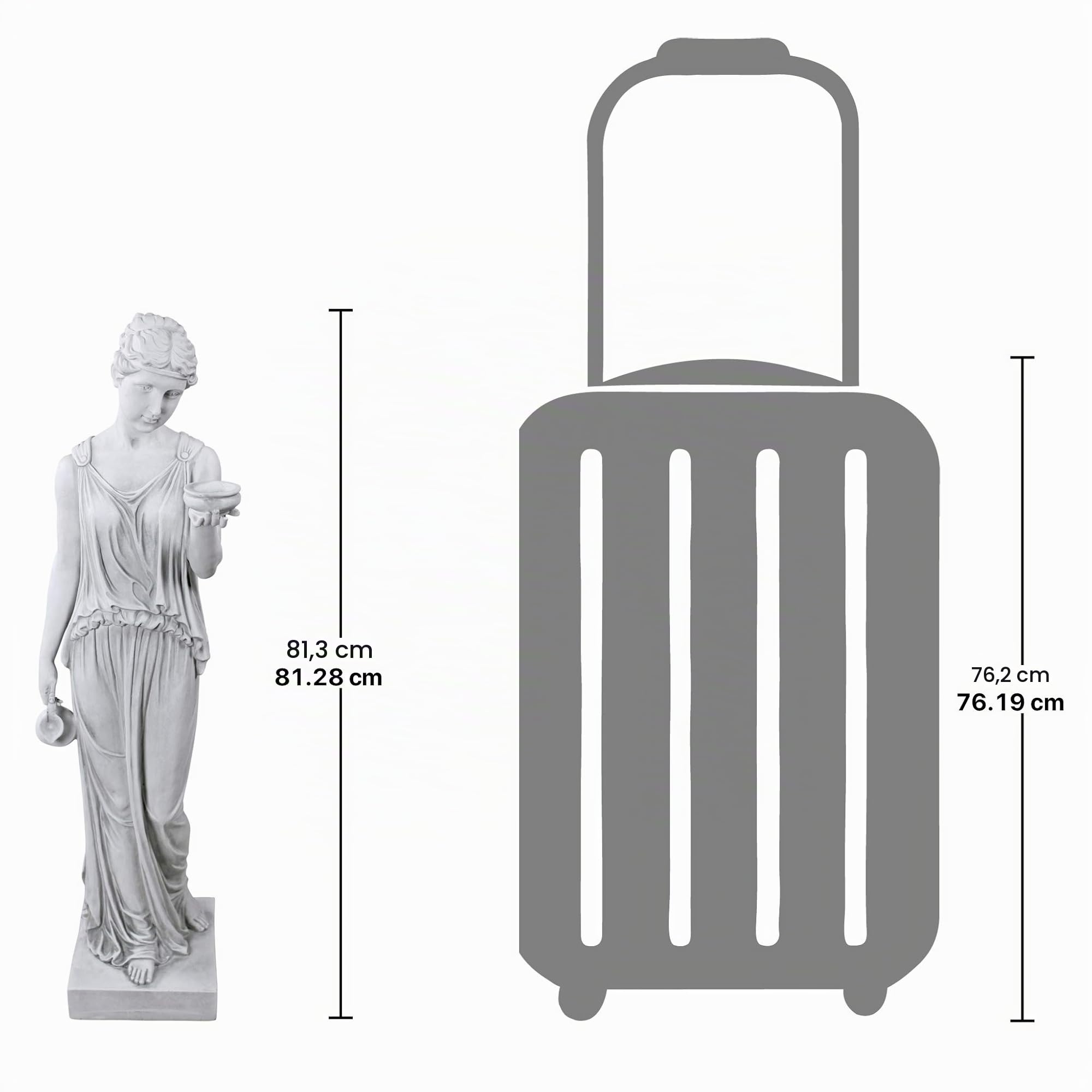 Design Toscano Hebe, die Göttin der Jugend griechische Gartenstatue, Polyresin, antikes steingrau, groß 81 cm