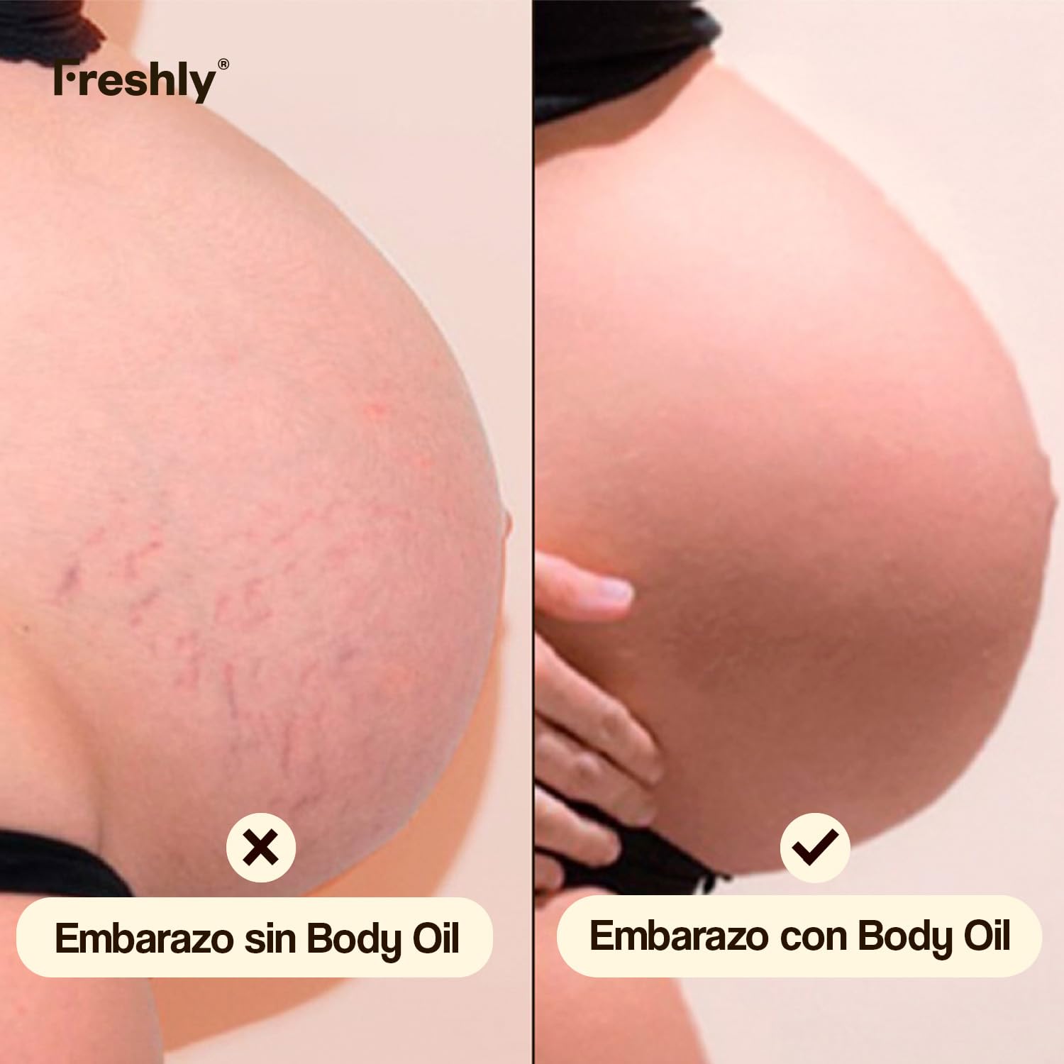 Freshly - Aceite Corporal Natural Golden Radiance Body Oil - Hidratante y Reafirmante - Con 12 Aceites Vegetales - Ideal para Estrías y Cicatrices - Apto Embarazo - 100 ml