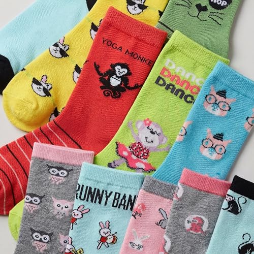 Image of Tipi Toe Women's Fun Patterned Dress Socks, 12-Pack Lightweight Colorful Crew Socks, Casual Novelty Assorted Designs