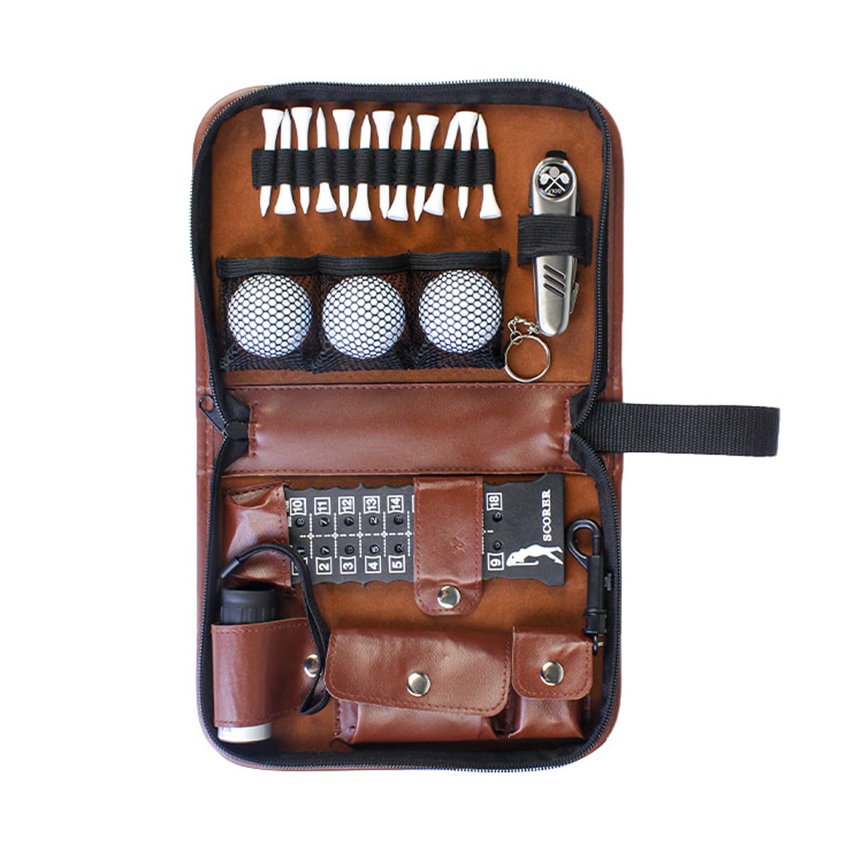 Regalos de golf para hombres y mujeres, juego de accesorios de golf con estuche de alta gama, telémetro, cepillo y tees, multifuncional.