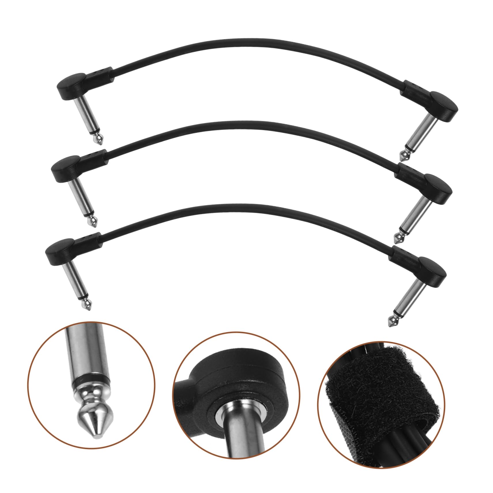 YARNOW 3 Series Alambre De Guitarra Guitars Con Aislado Enroscado Cables Dirigir Cable De Instrumento De Guitarra Cable De Guitarra Electrica Cobre De Negro 6 Piezas*3