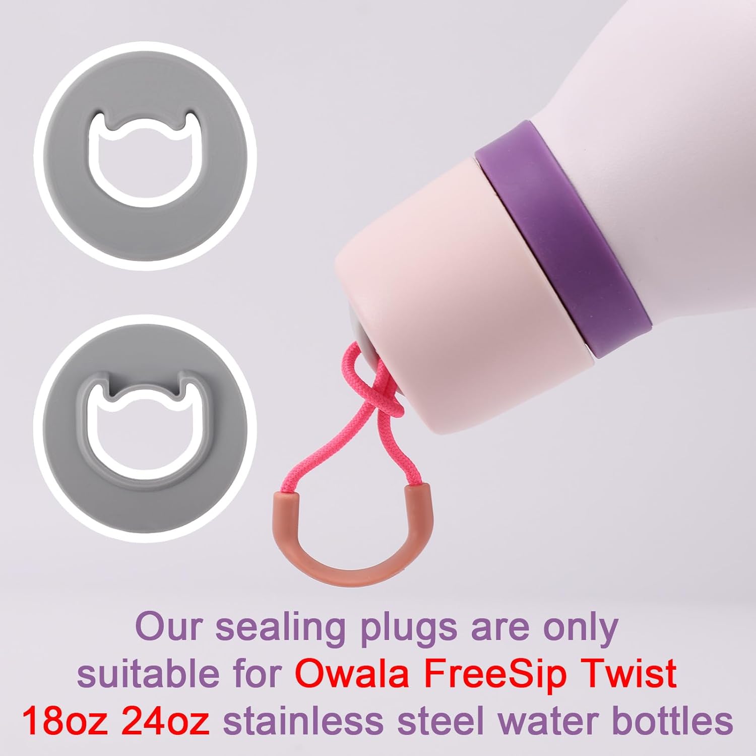 6pcs Water Bottle Stopper Replacement for Owala Freesip Twist 18oz 24oz, Silicone Bottle Stopper Seal Part Accessories No BPA for Owala Freesip Twist Series (Gray) - Image 7