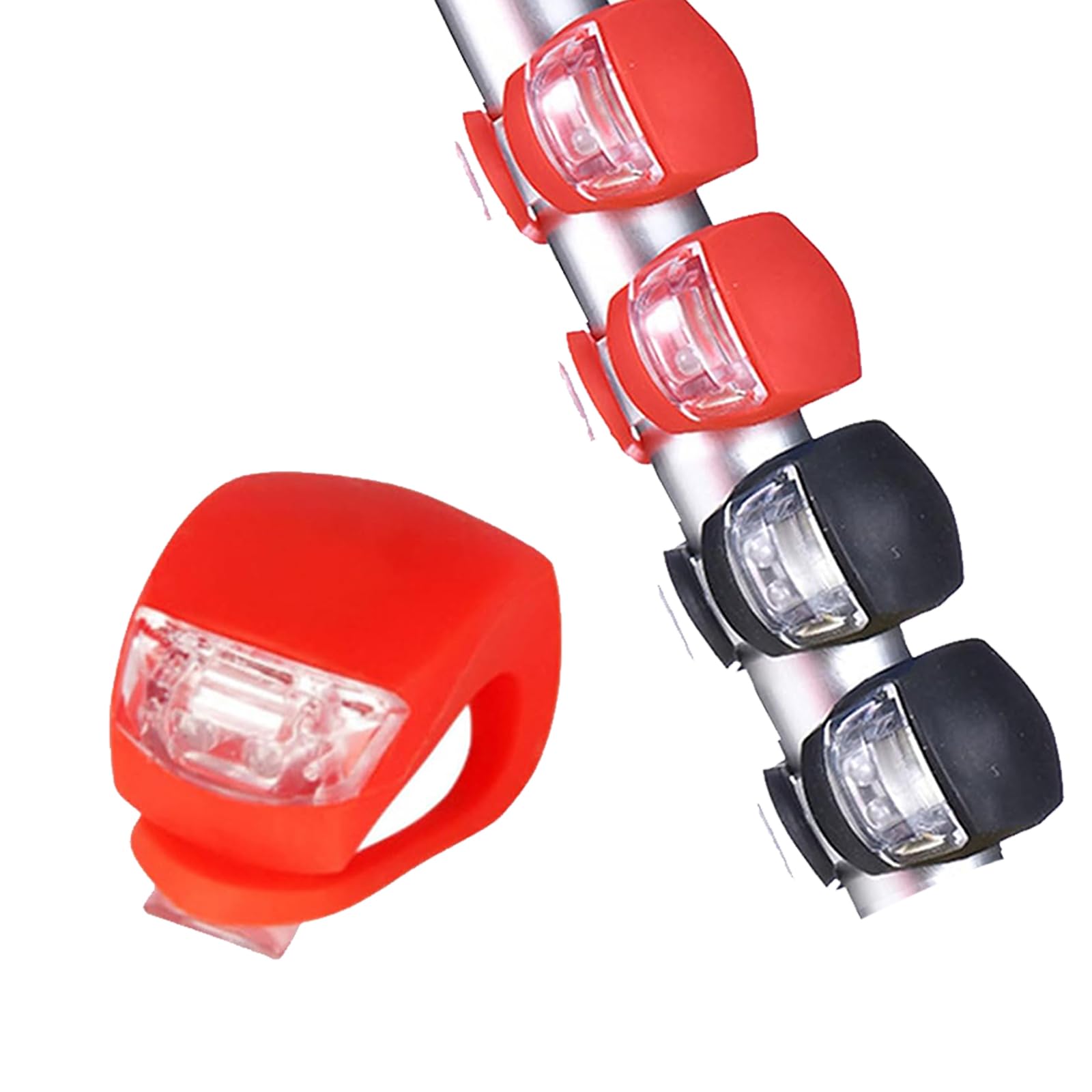 4Pcs Bike Lights Front and Back - Reliable Companion for Outdoor Cycling, Three Brightness Level Options Ensuring Nighttime Riding, Highly Elastic Waterproof LED Bike Lights Black & Red