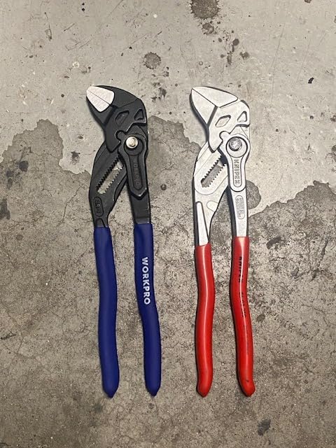 WORKPRO Pliers Wrench Set, 7 & 10-Inch CR-V Construction Wrench Pliers, Adjustable Parallel Smooth Jaw Pliers, Black Finish, Groove Lock Mechanism photo review