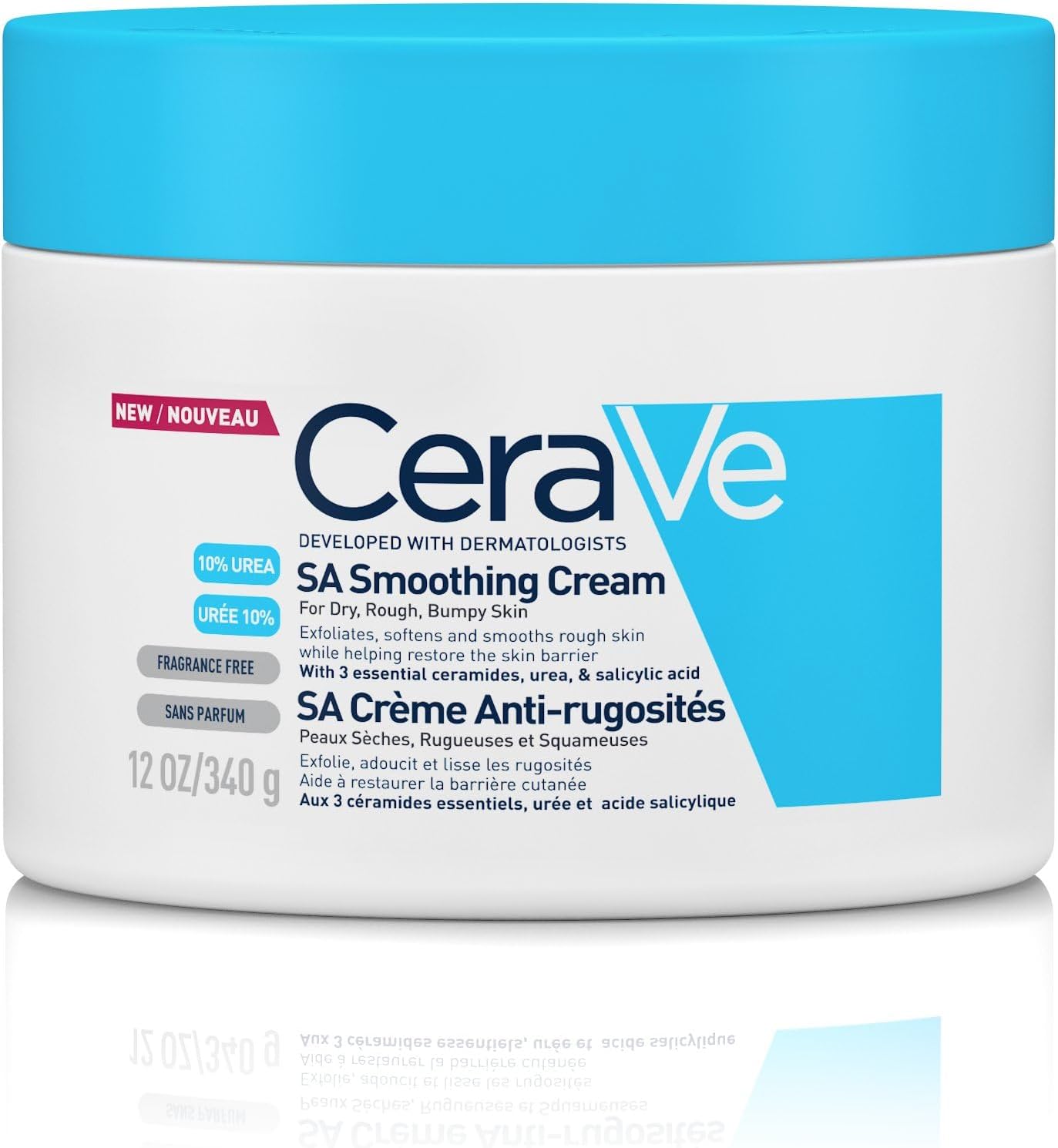 CeraVe SA Smoothing Cream Pot With Salicylic Acid, 10% Urea, & 3 Essential Ceramides, Gentle Exfoliating Body Cream for Dry Rough Bumpy Skin, Fast-Absorbing, Dermatologist Developed