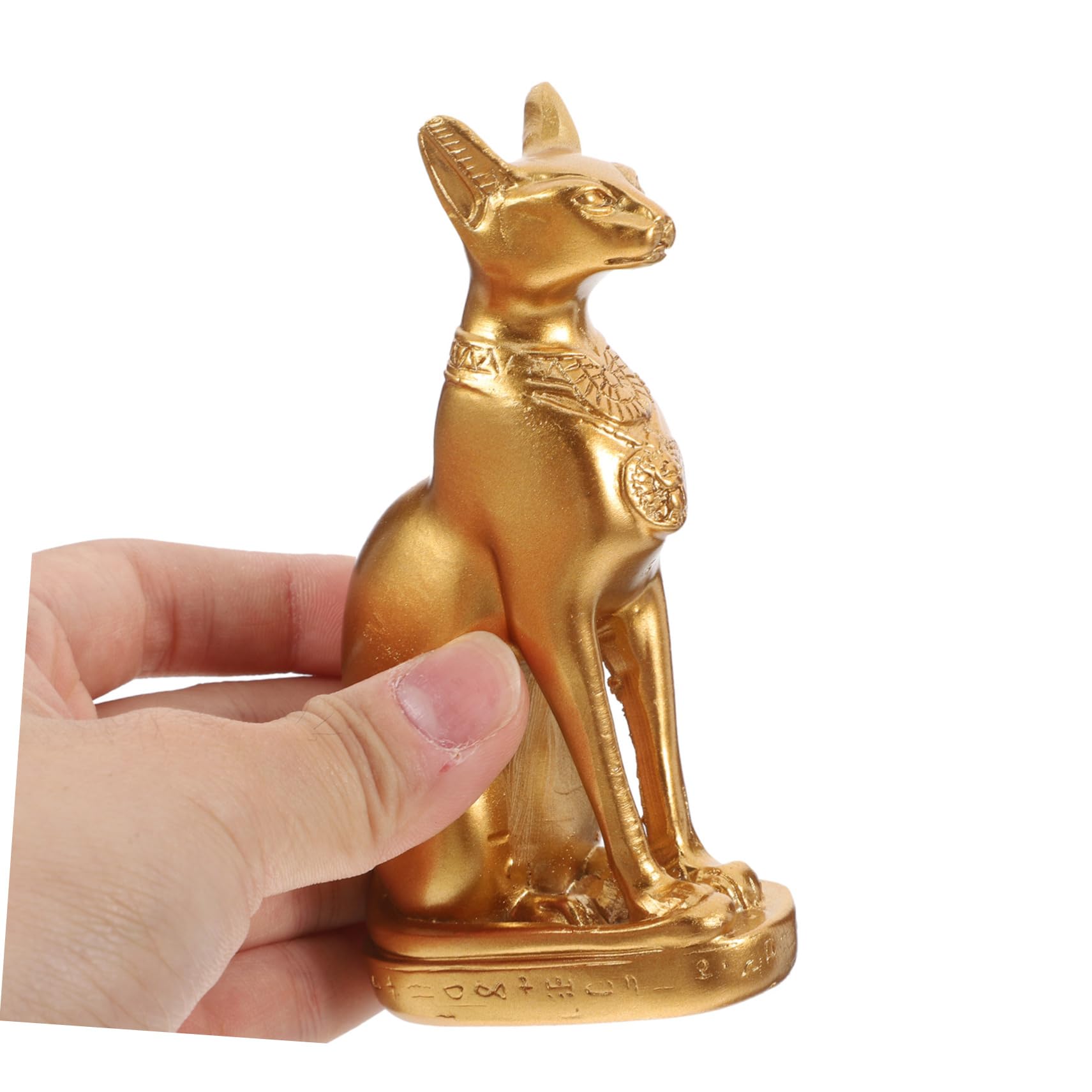 Veemoon Figura Decorativa de Gato Disfraz Egipcia en Resina Dorada, Artesanía Creativa para Decoración Elegante de Dormitorio y Sala de Estar