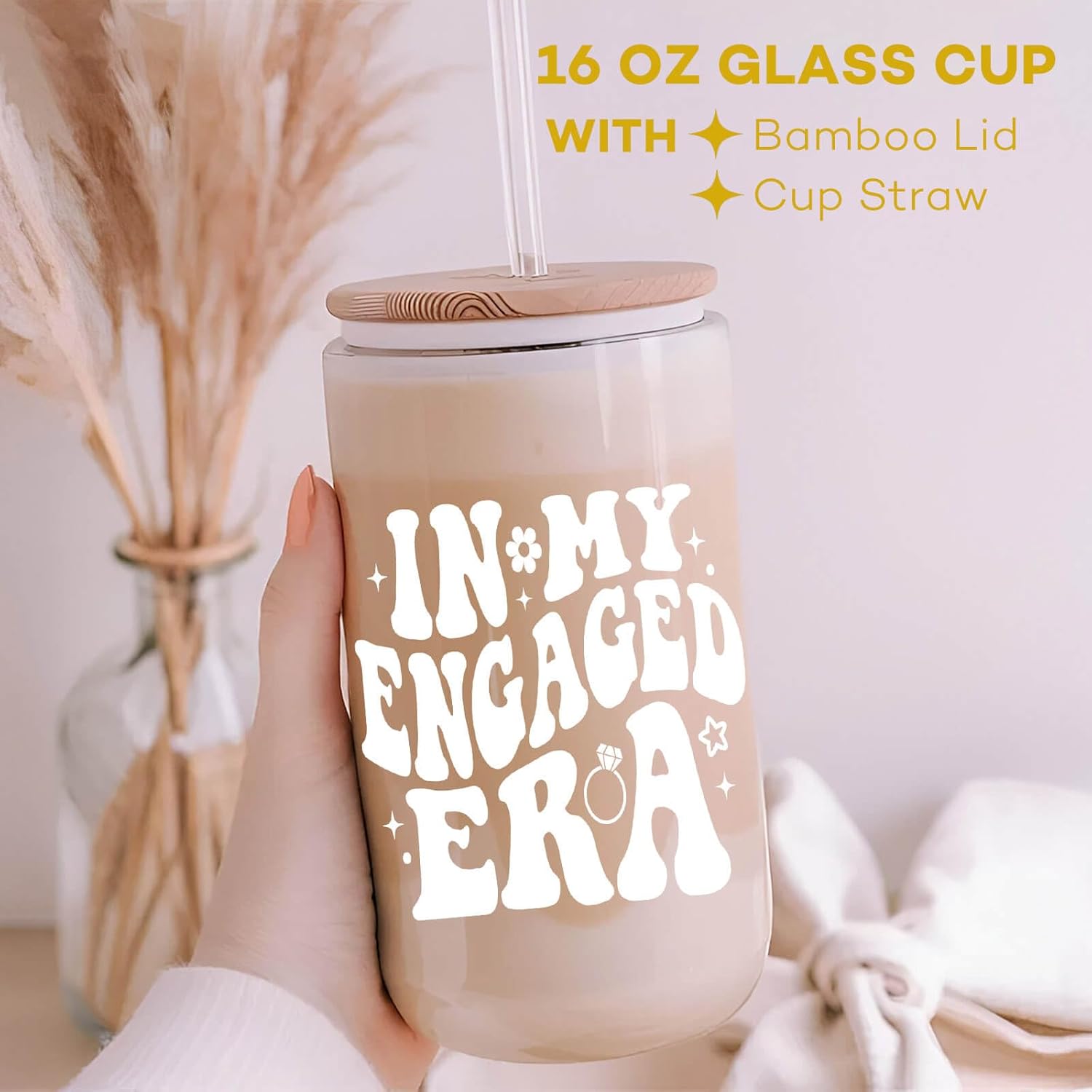 In My Engaged Era 16 OZ Glass Cup - Engagement Gift for Her, Cool Fiance Gift for Women, Bride to Be, Bachelorette, Bridal Shower, Christmas, Valentine's Day - Future Mrs - Image 6