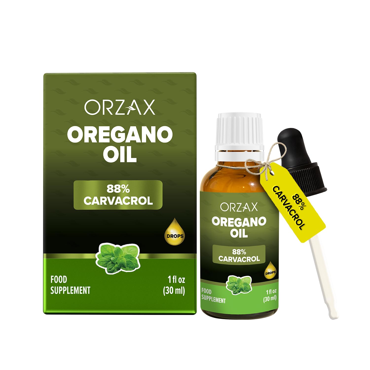Oregano Oil Drops, 1 Fl Oz (30 ml), Wild Oregano Oil with 88% Carvacrol, Helps Immune Support, 200 Day Supply