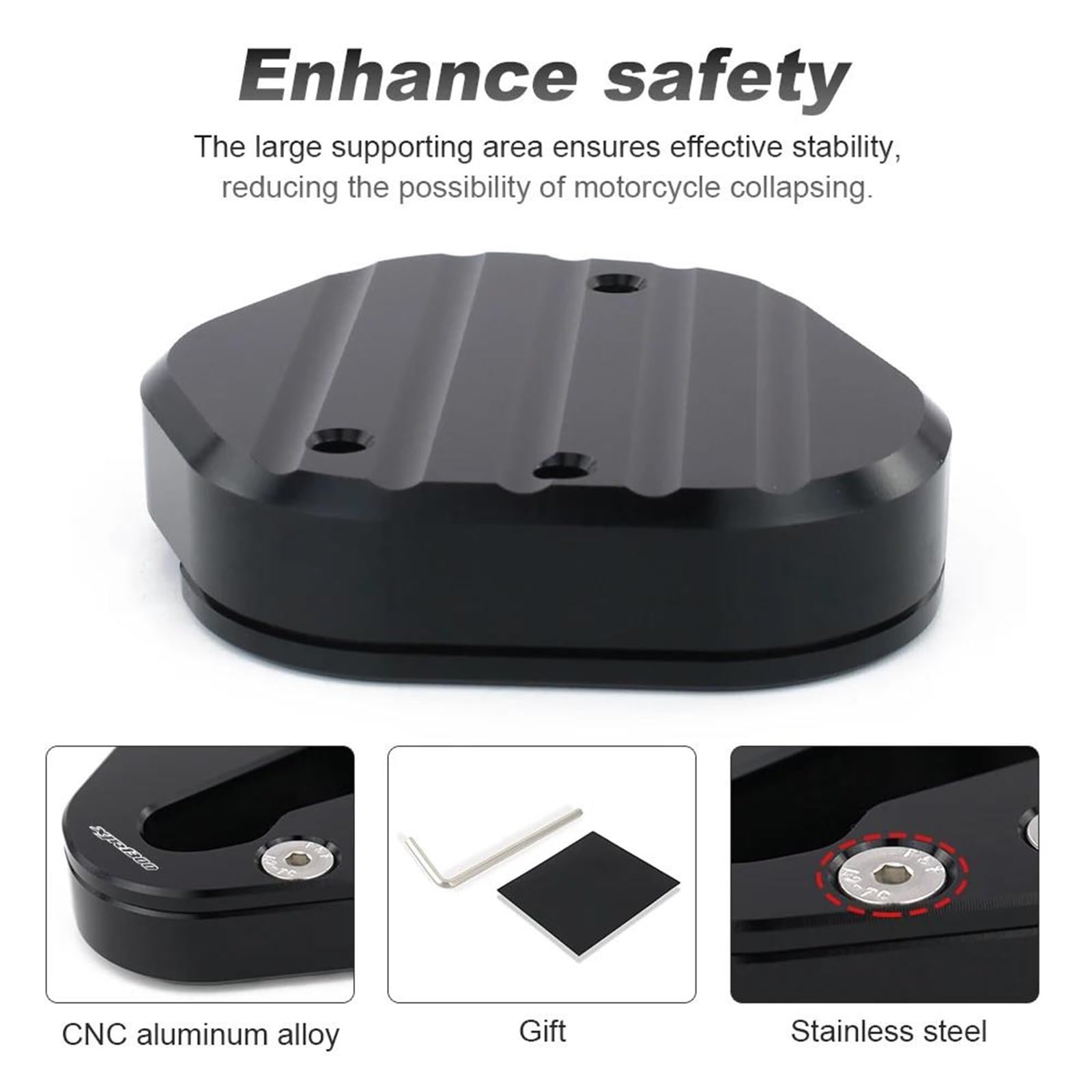 Rivestimenti Laterali Moto Cavalletto Cavalletto Laterale Piede Estensione Ingranditore Piastra di Supporto Pad per Y&amaha XJR1300 XJR1300 2000-2013