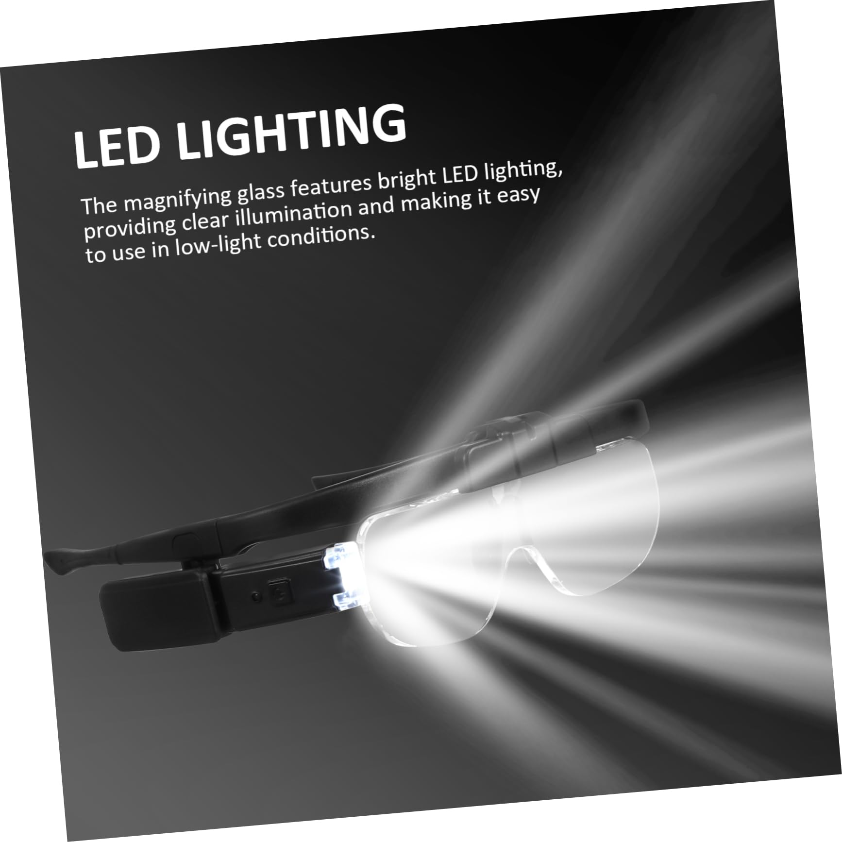 Occhiali Ingrandenti con Luce LED Ricarica USB Nero Abs Acrilico