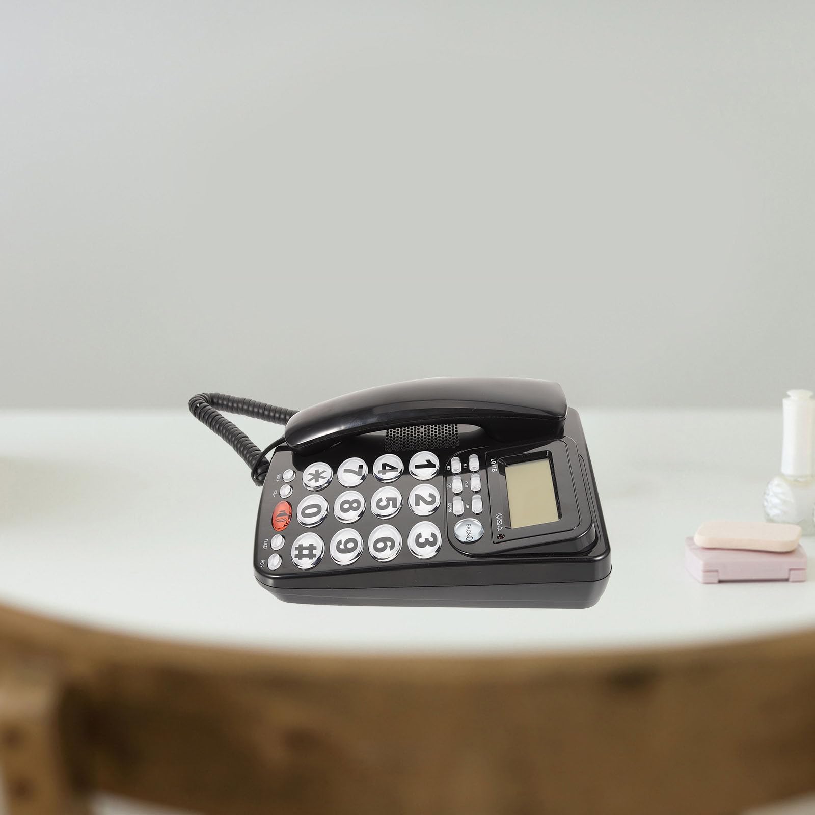 OUNONA Teléfono Fijo Sobremesa Negro, Calidad de Sonido Clara y Fácil Navegación, Diseño Moderno en Pvc para Uso en Casa u Oficina