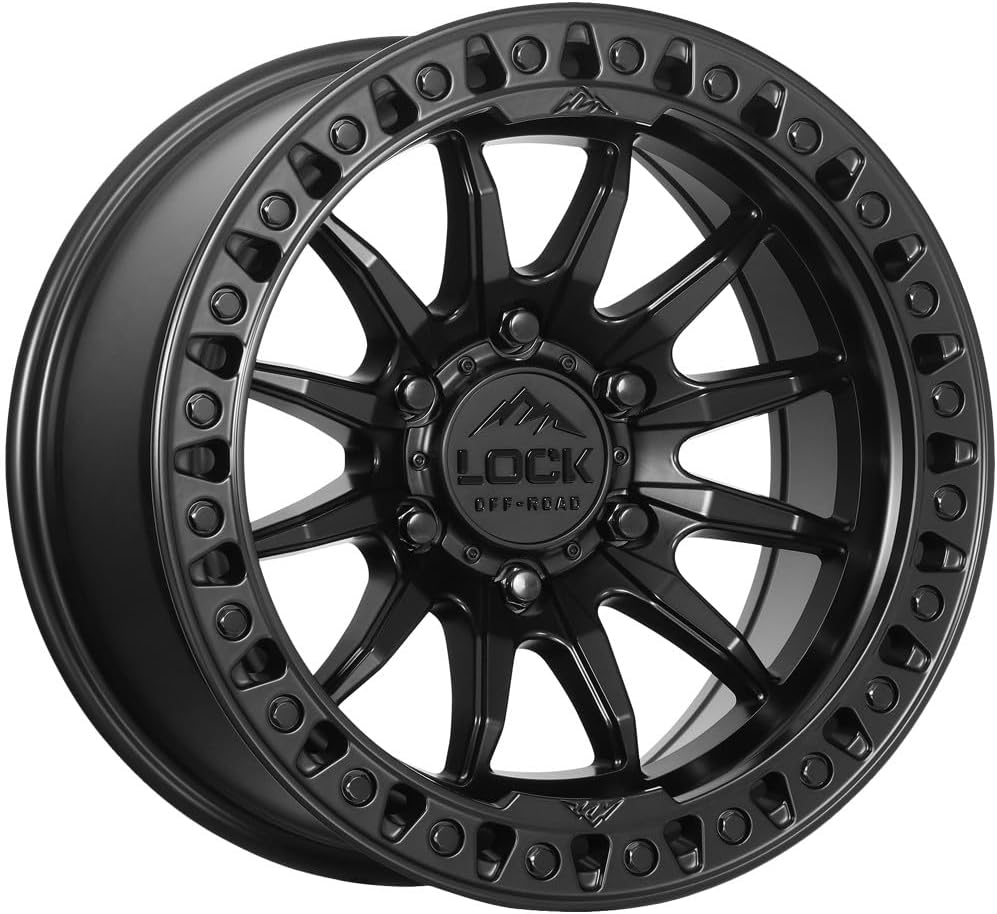 Wheel 17x9 inch Matte Black With Matte Black Ring Custom Aluminum Rim 17 inch Bolt-Pattern 6x139.7mm/ Offset 1 mm