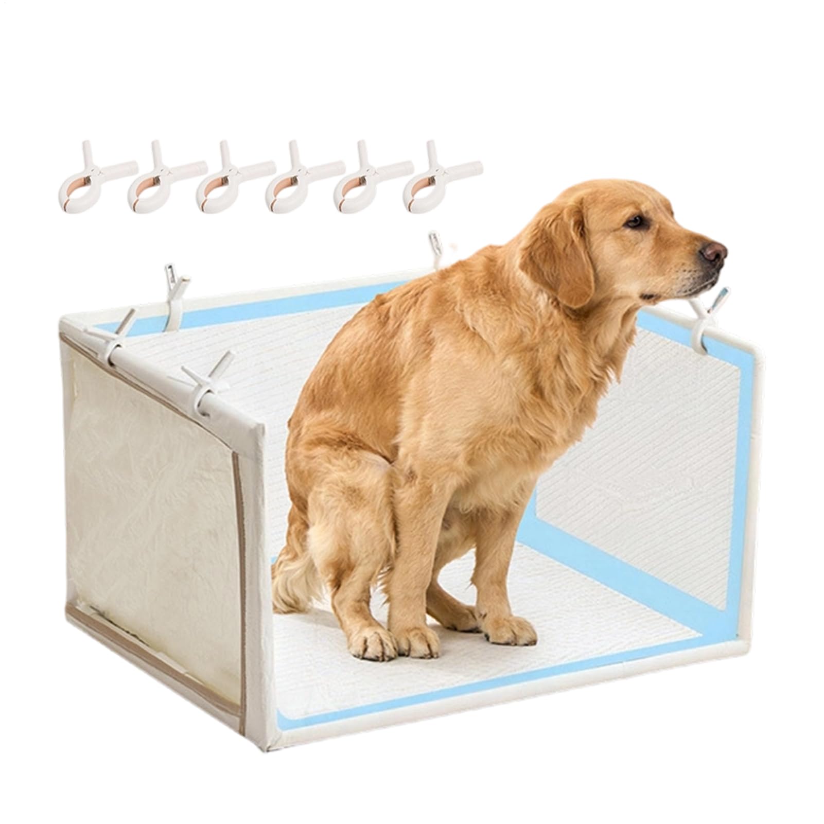 Soporte De Empapadores Para Perros Orinal Impermeable con Bordes Altos | De Plegable Antiderrames Con 6 Sujeciones Para Alfombras De Entrenamiento En Hogar, Balcón O Viajes