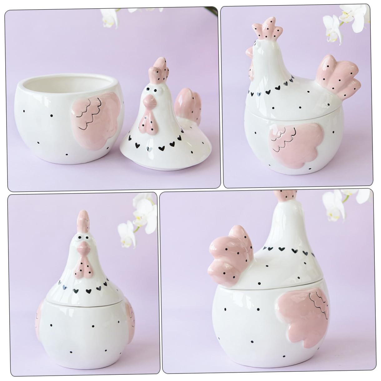 LIFKOME Barattolo per Uova e Caramelle in Ceramica, Contenitore Sigillato con Coperchio, Barattolo Ovoide Duraturo per Cucina e Conservazione Alimenti, Decorazione Casa, Portaoggetti