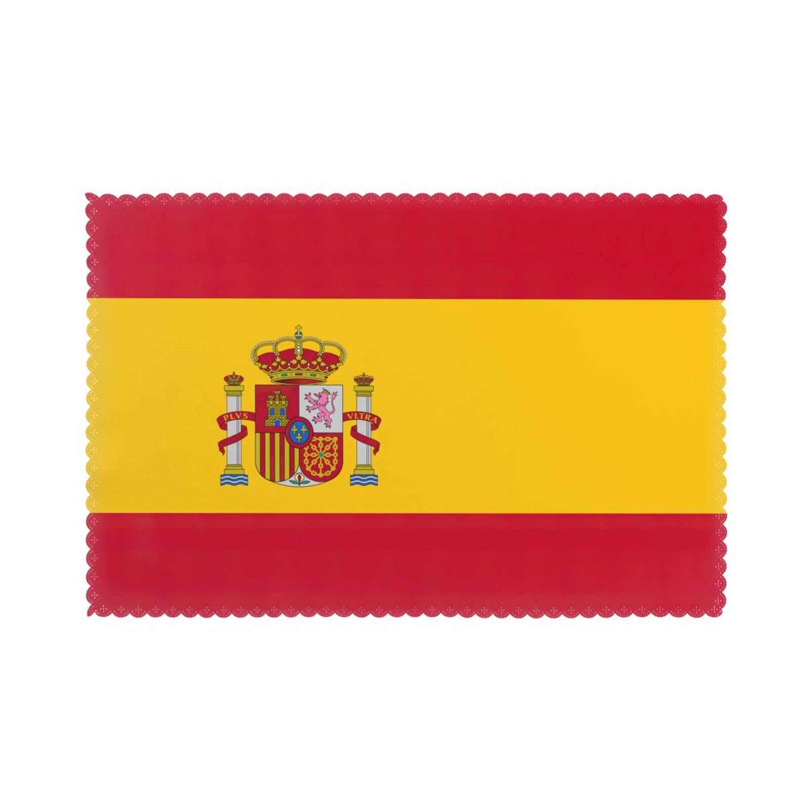 Spanish flag Print Placemats for Dining Table Set of 6 12x18 Inch Table Mats for Party Kitchen Dining.
