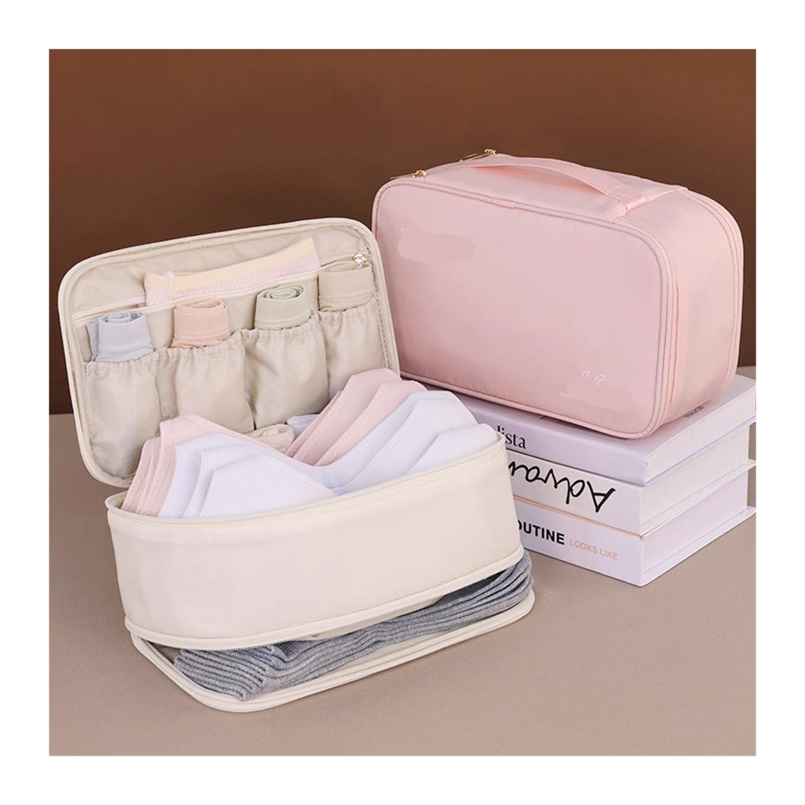 Organizer Per Biancheria Intima Da Viaggio Borsa da viaggio, collant intimo portatile, borsa for l'organizzazione dei calzini, borsa for bagagli di grande capacità a doppio strato